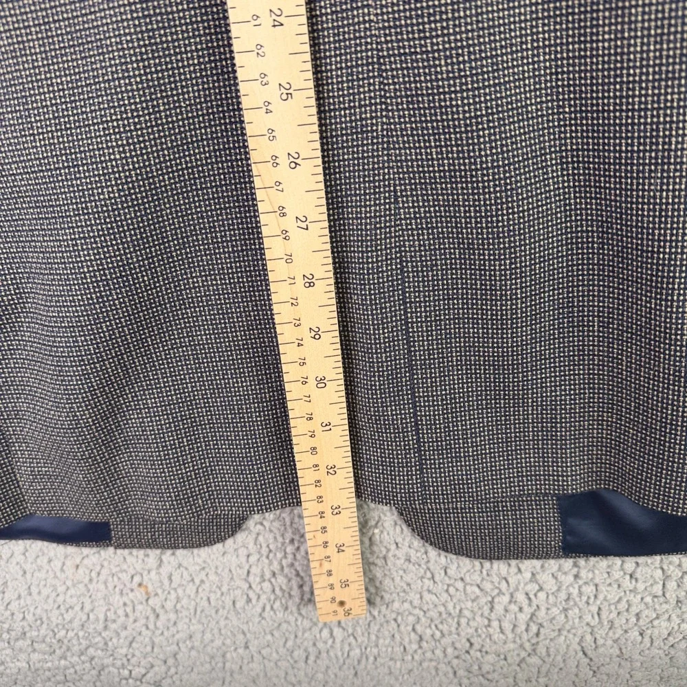 Canali Blazer Mens 56L Blue Silk Wool Micro Check 3 Button Blazer Italy US 46L